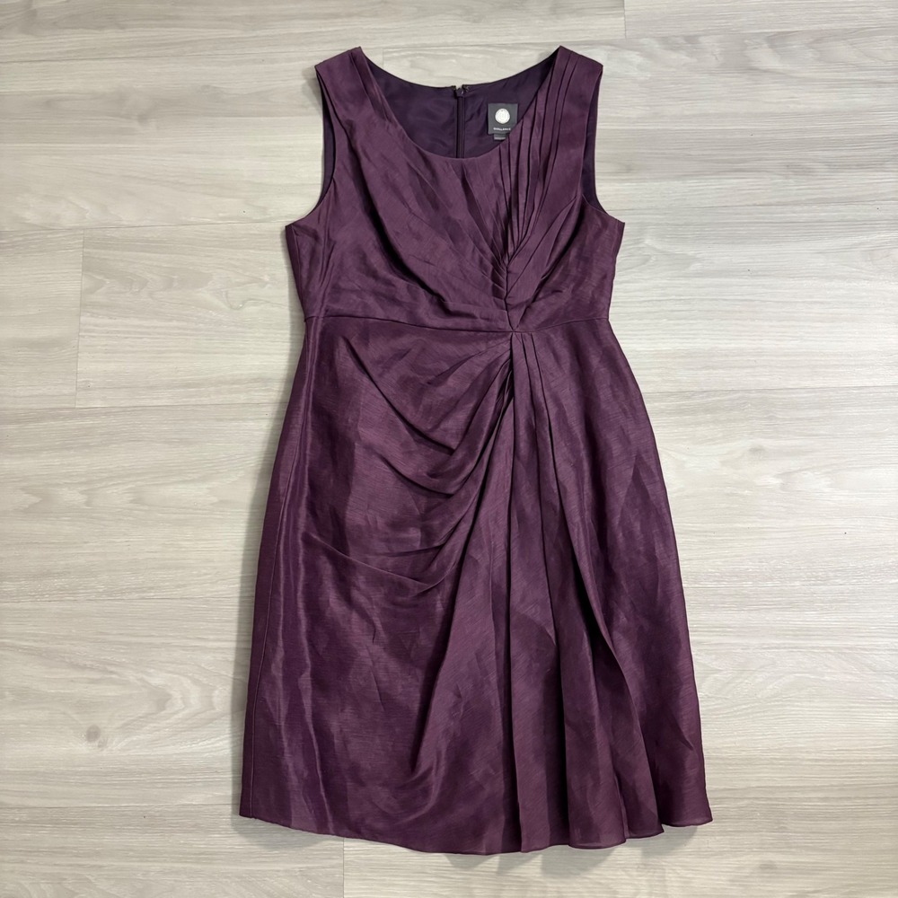 Quillaree Anthropologie Dress Women Purple Pleated Twist Knot Sheath Cocktail 6